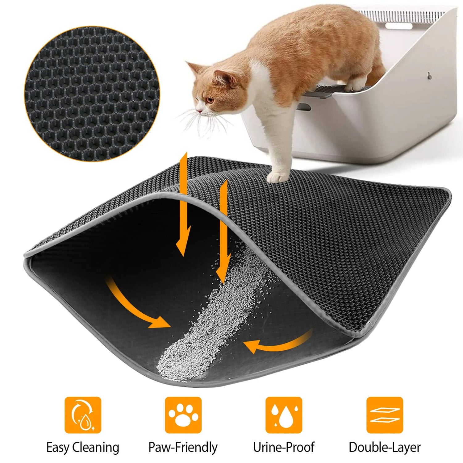 Cat Litter Mat EVA Honeycomb Double Layer Kitty