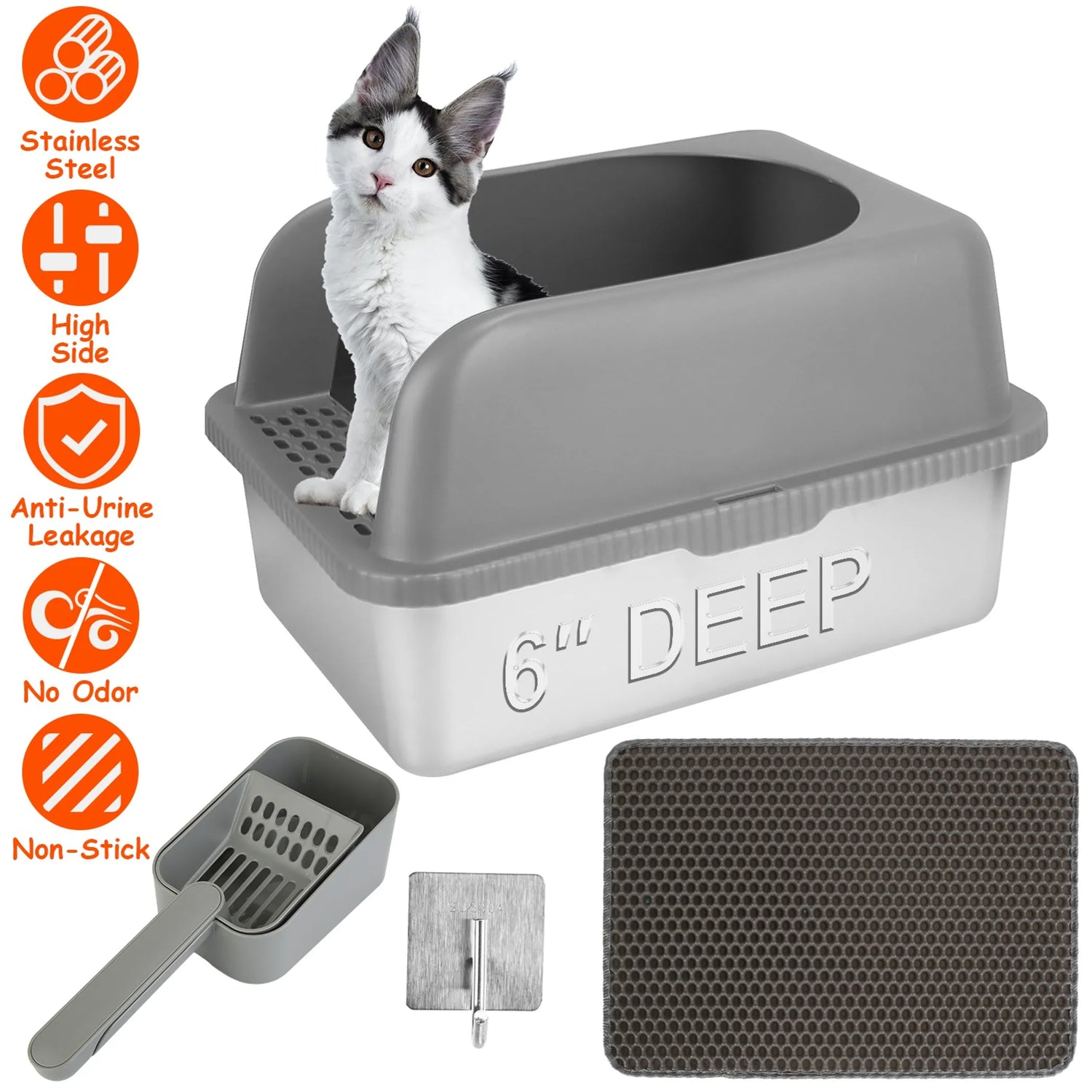 Enclosed Stainless Steel Cat Litter Box