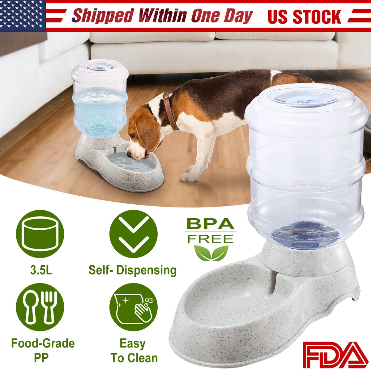 3.5L/1Gal Pet Water Dispenser Self-Dispensing Gravity