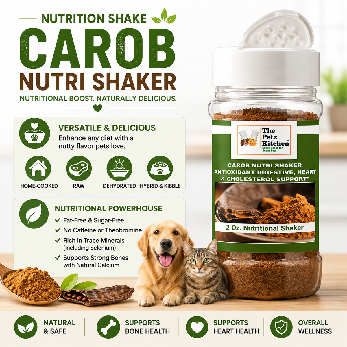 Carob Antioxidant Digestive & Cardiovascular Support* The Petz Kitchen - Organic Raw & Human Grade Ingredients For Home Prepared Meals & Treats