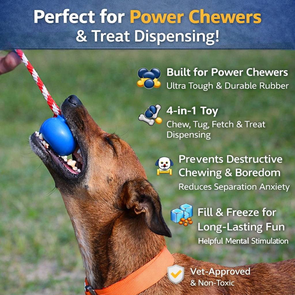 USA-K9 Cherry Bomb Durable Rubber Dog Chew Toy & Treat Dispenser
