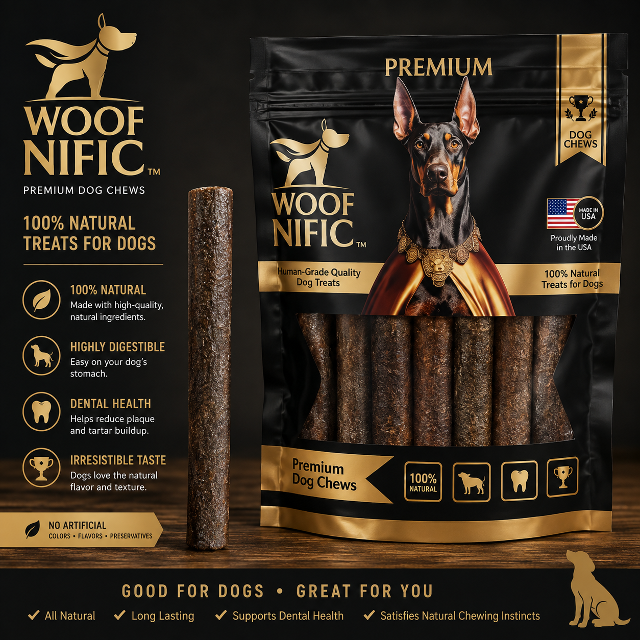 Woof Nific Straight Collagen  Bully Sticks