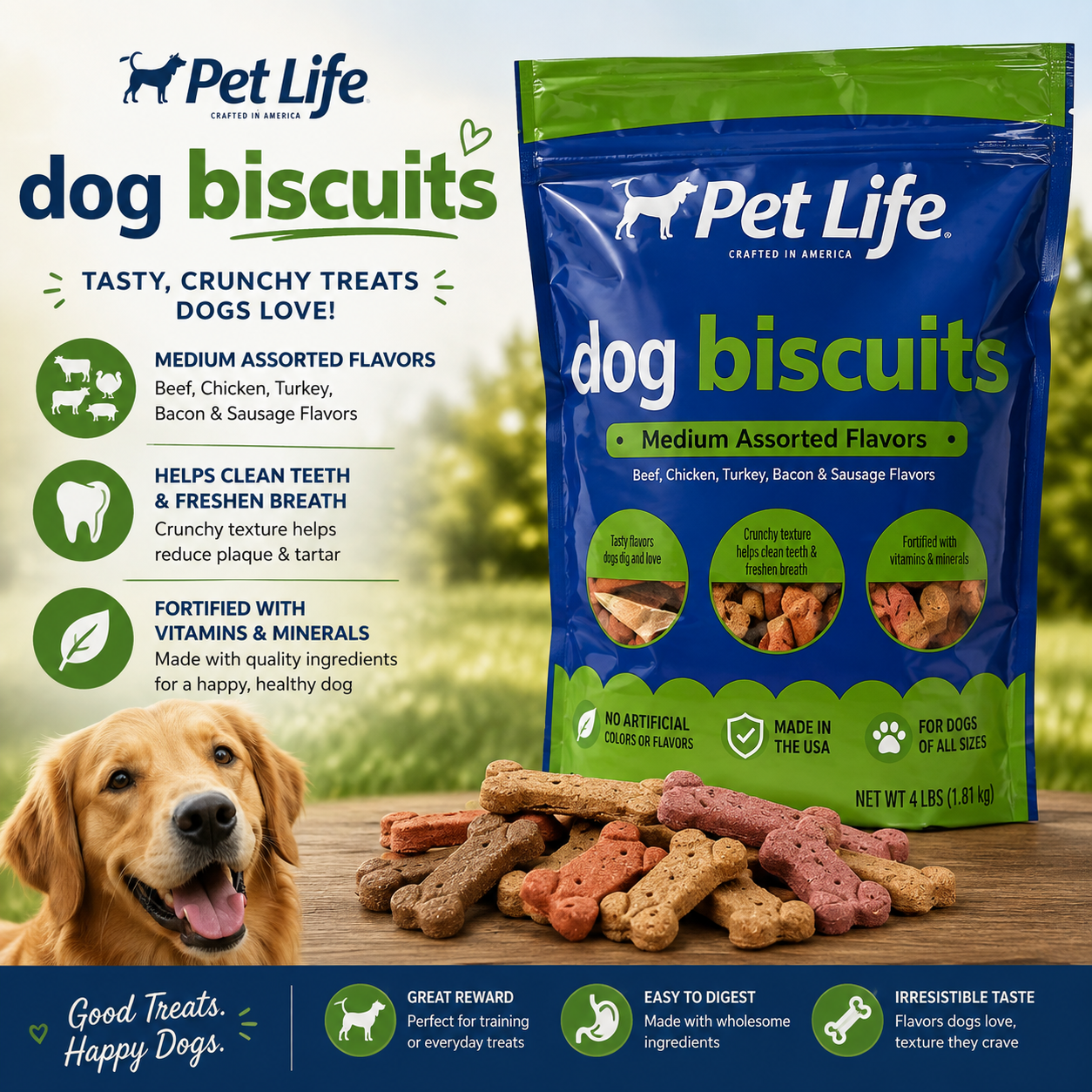 Pet Life Medium Assorted Biscuits 4Lb