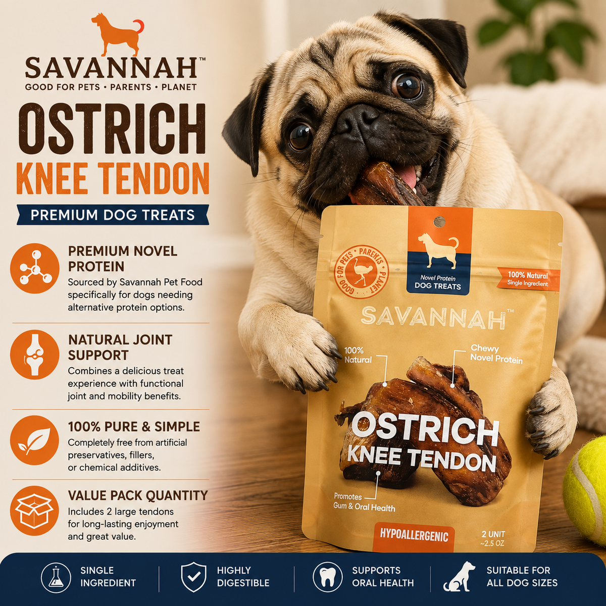 Chewy Ostrich Knee Tendon: The Satisfying, Joint-Supporting Chew