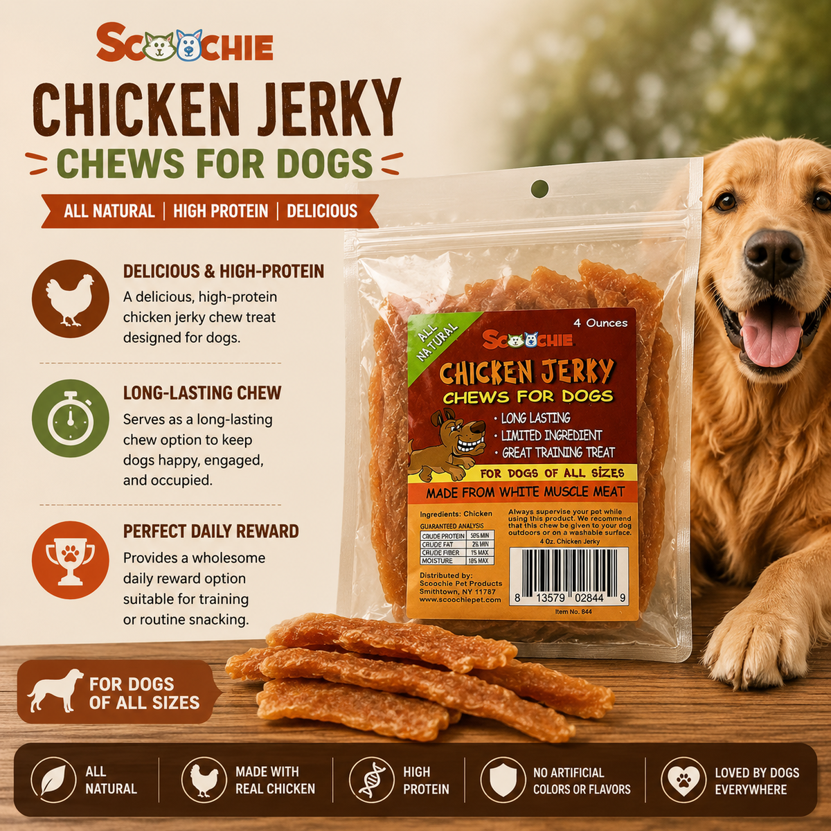 SCP Chicken Jerky 4oz bag