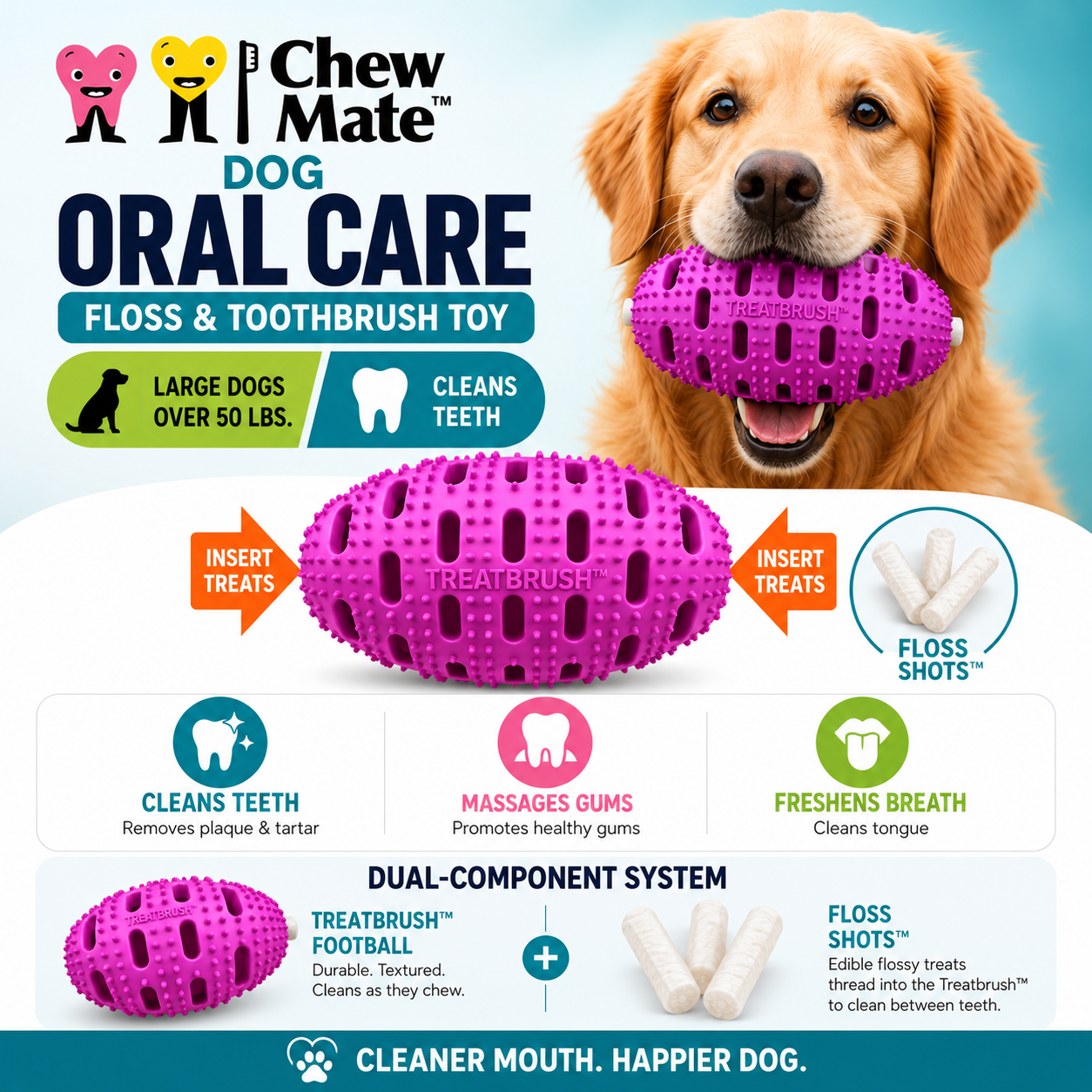 Natural Rubber Football Oral Care Toy