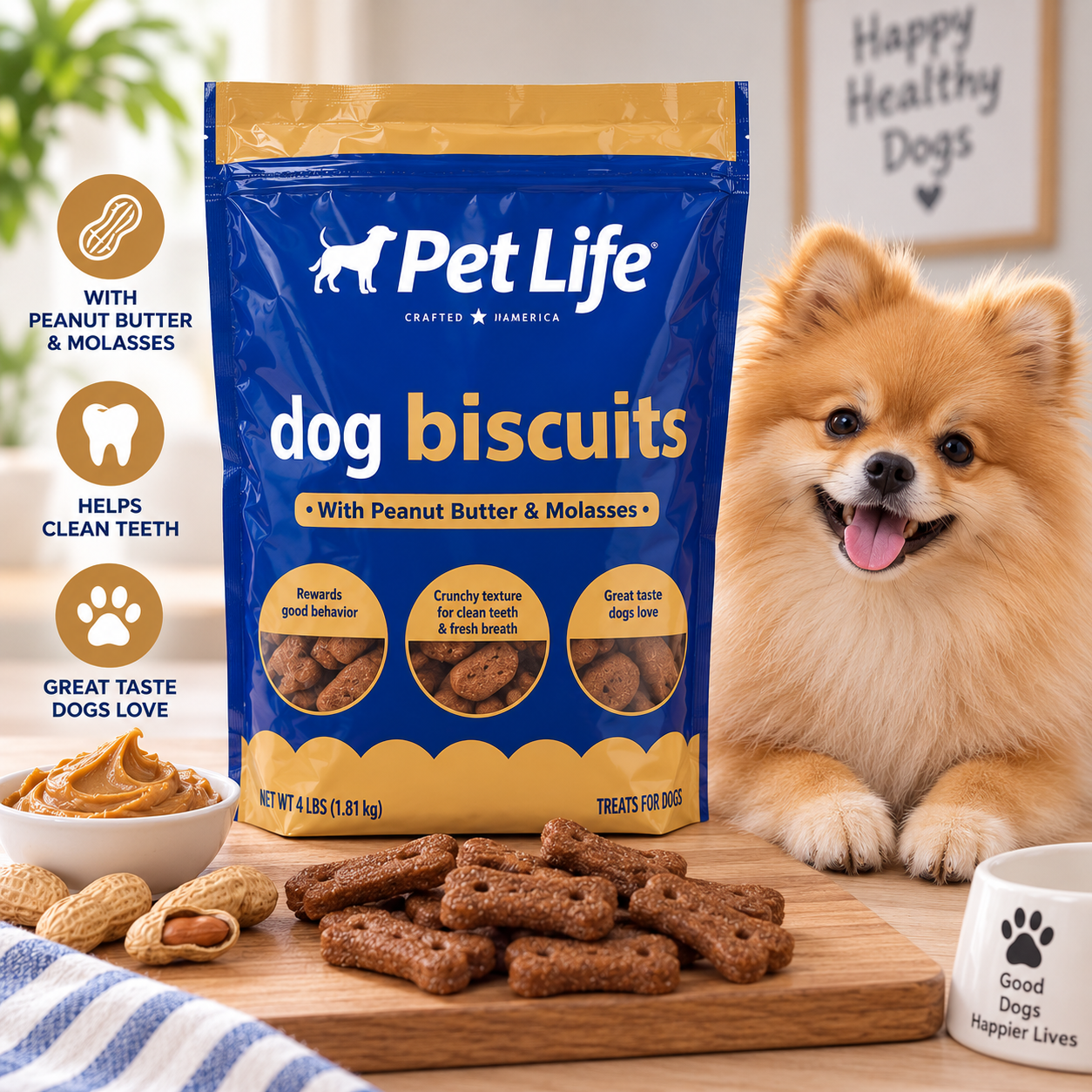 Pet Life Peanut Molasses Biscuits 4Lb
