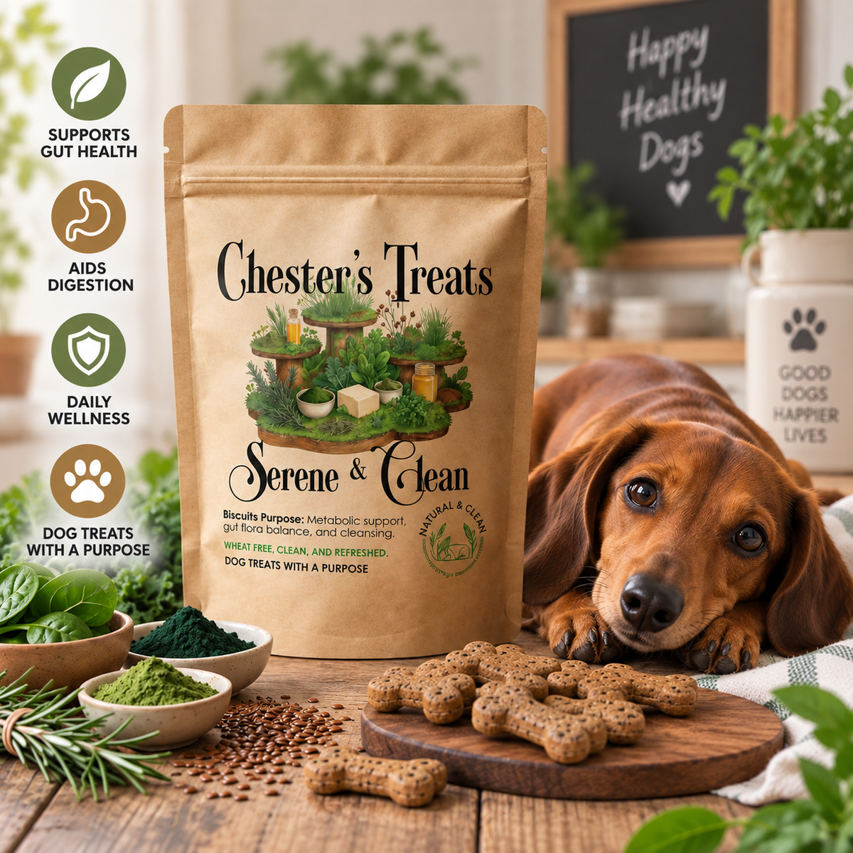 Chester Serene & Clean Dog Treats for Gut Support