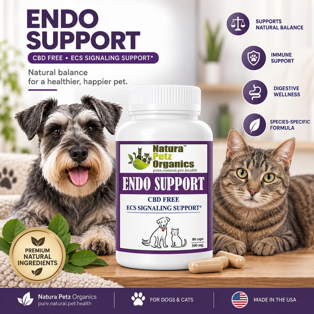 Endo Support Capsules For Dogs And Cats* Endocannabinoid System Support For Dogs & Cats*