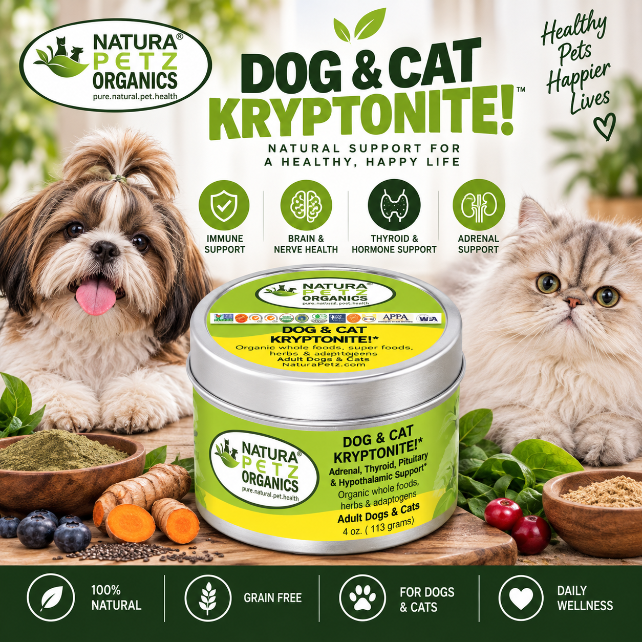 Dog And Cat Kryptonite Meal Topper - Adrenal, Thyroid, Pituitary & Hypothalamic Support*