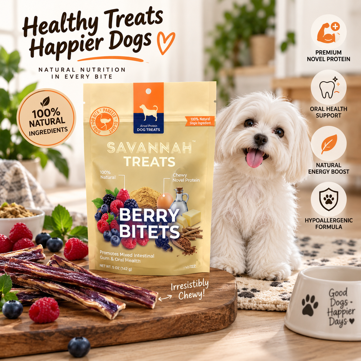 Savannah Chewy Ostrich Tendon Mix : The Protein-Packed, Hypoallergenic Chew for All Dogs