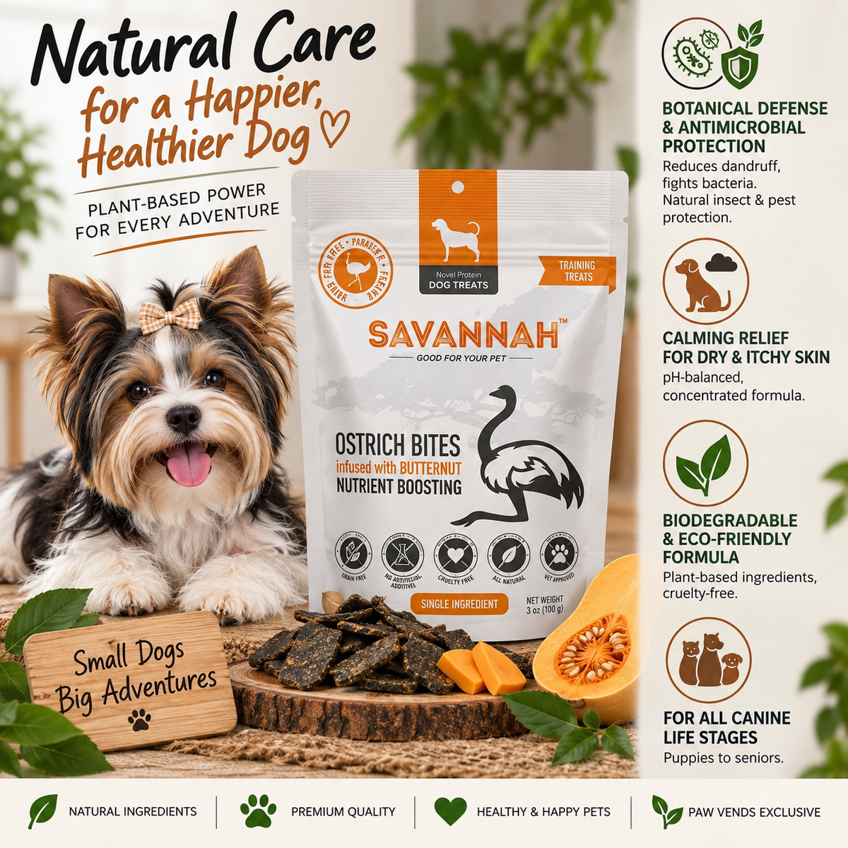 Ostrich Chips with Butternut : The Flavorful, Hypoallergenic Treat for Dogs with Sensitive Stomachs