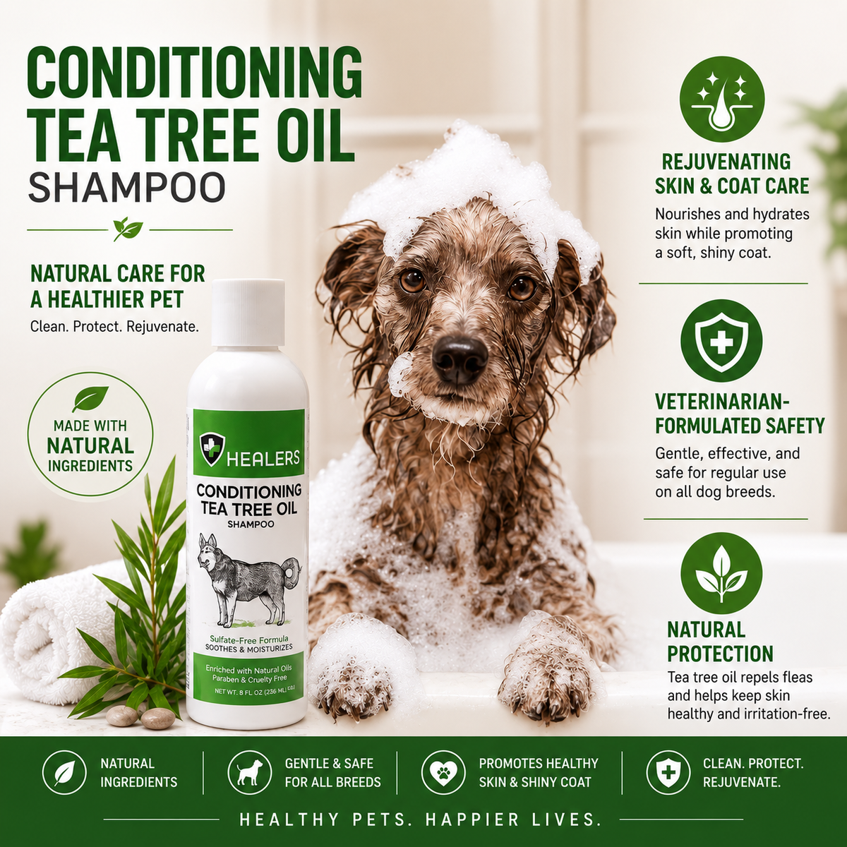 Healers Tea Tree Oil Conditioning Shampoo for Pets (8oz)