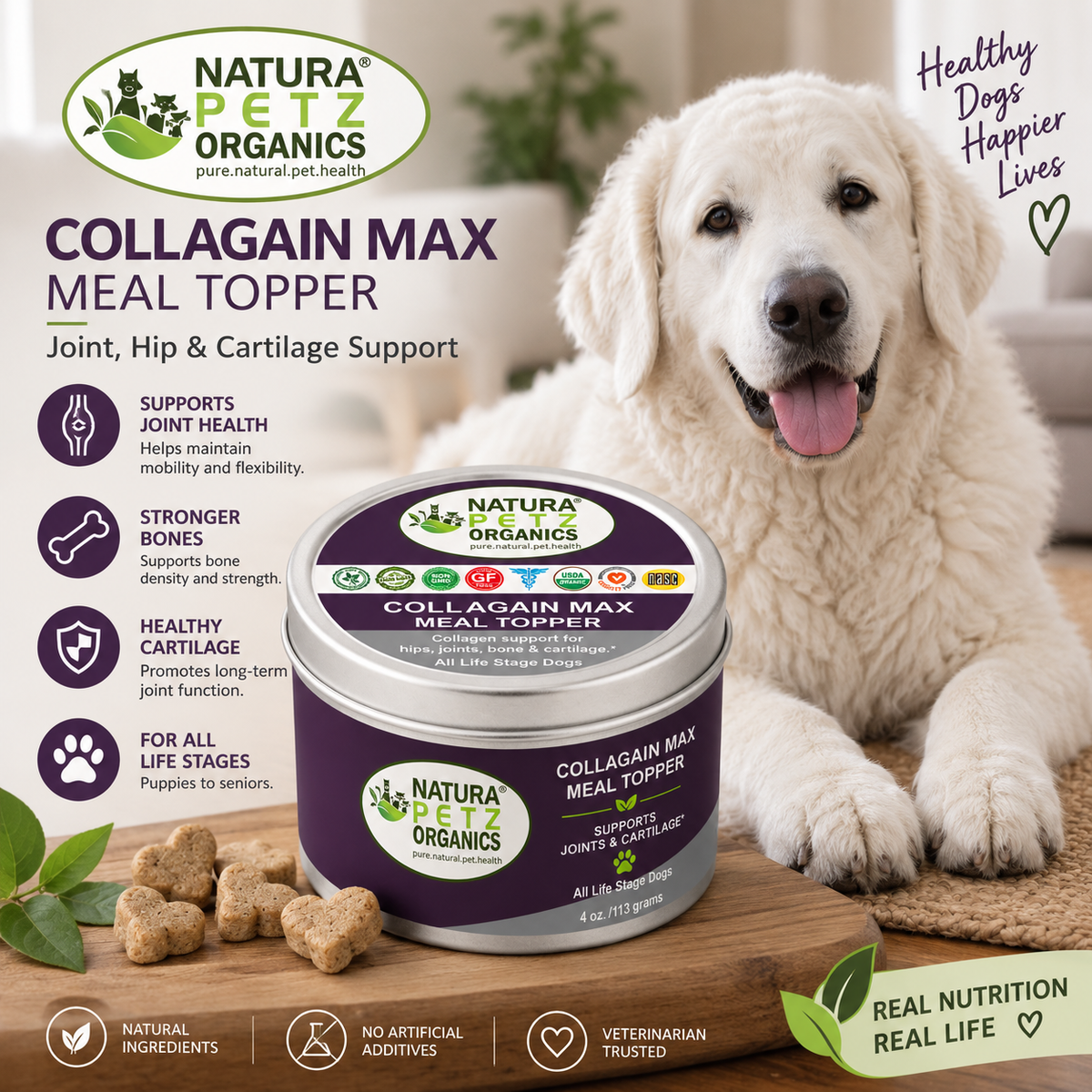 Coll Again Max Collagen Peptide Support Meal Topper* Hips, Joint, Bone & Cartilage Support* Dogs & Cats*