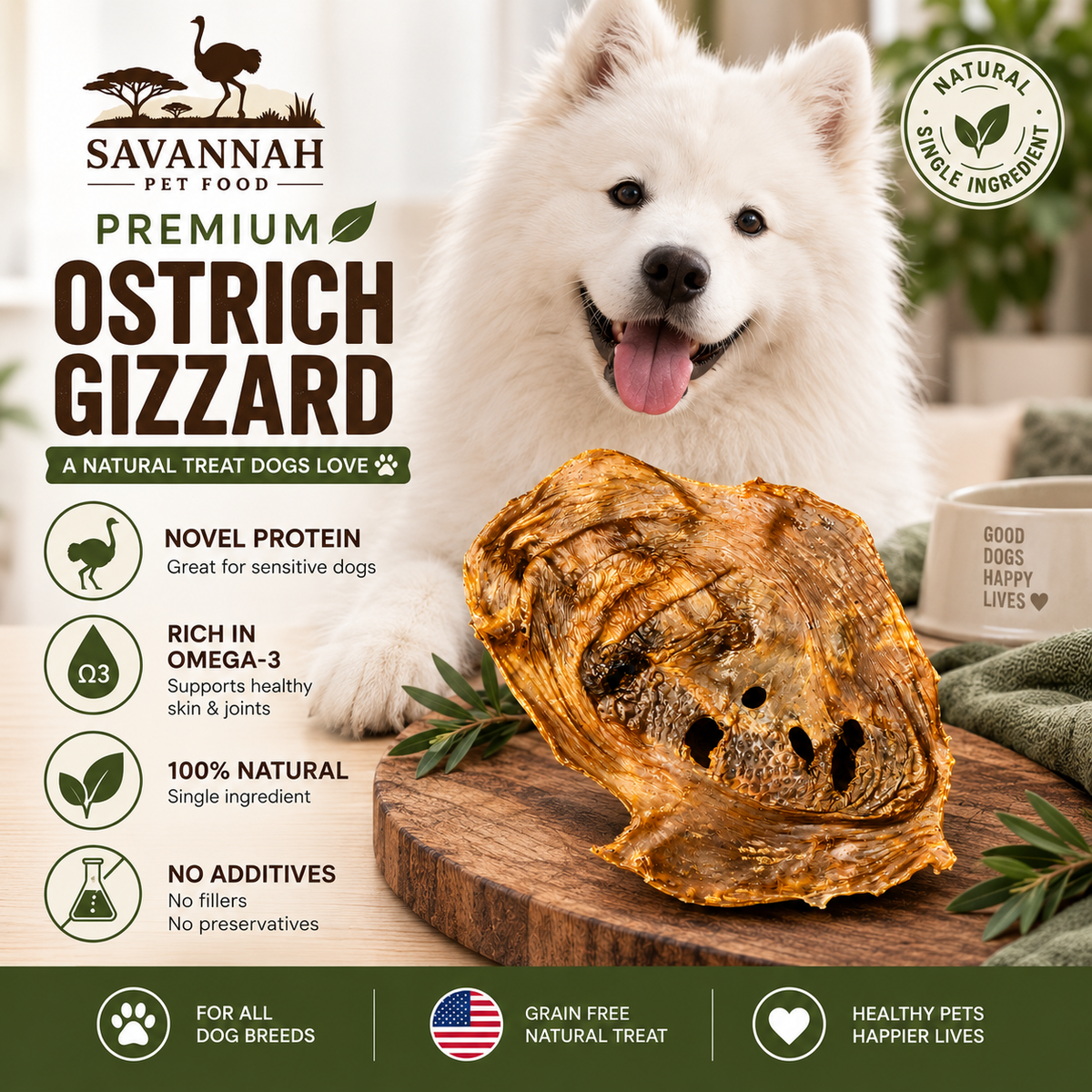 Chewy Ostrich Whole Gizzard: The Protein & Omega-3 Rich, Natural Dog Chew Treat