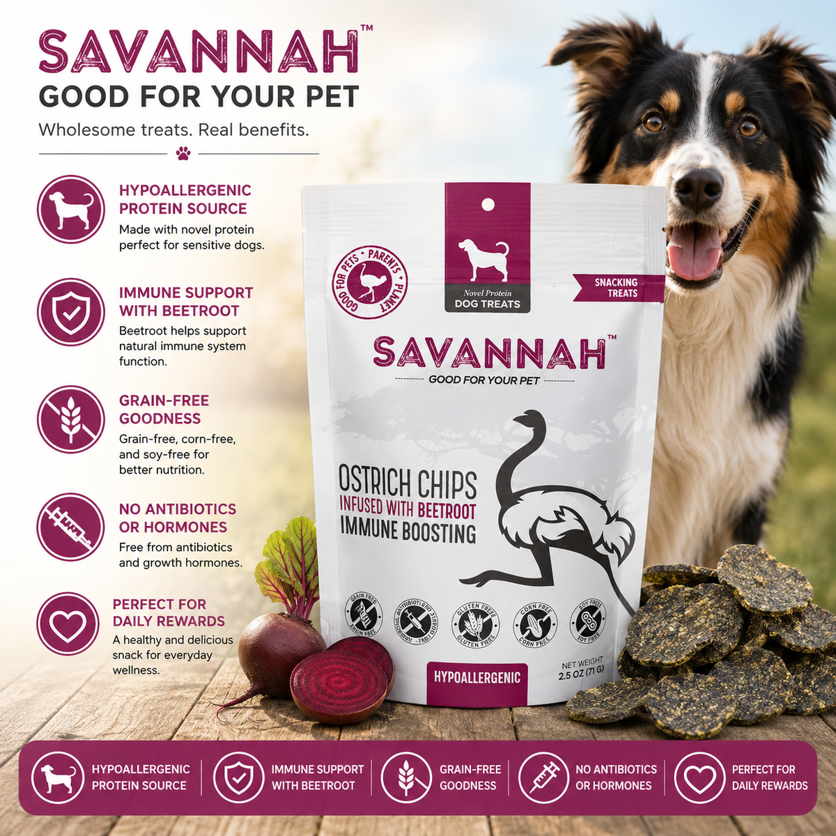 Ostrich Chips with Beetroot : The Flavorful, Immune-Boosting Treat for Dogs