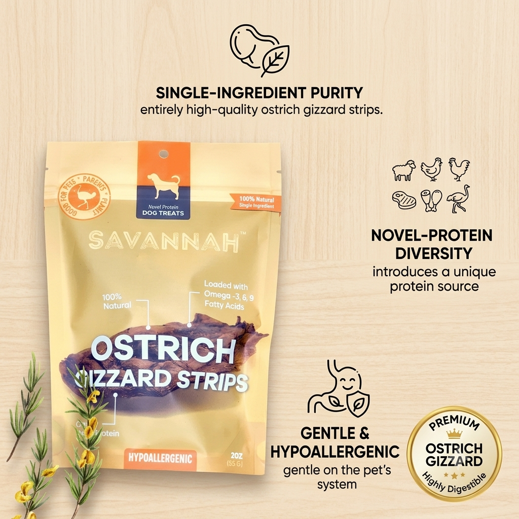 Chewy Ostrich Gizzard Strips: The Protein & Omega-3 Rich, Natural Dog Chew Treat