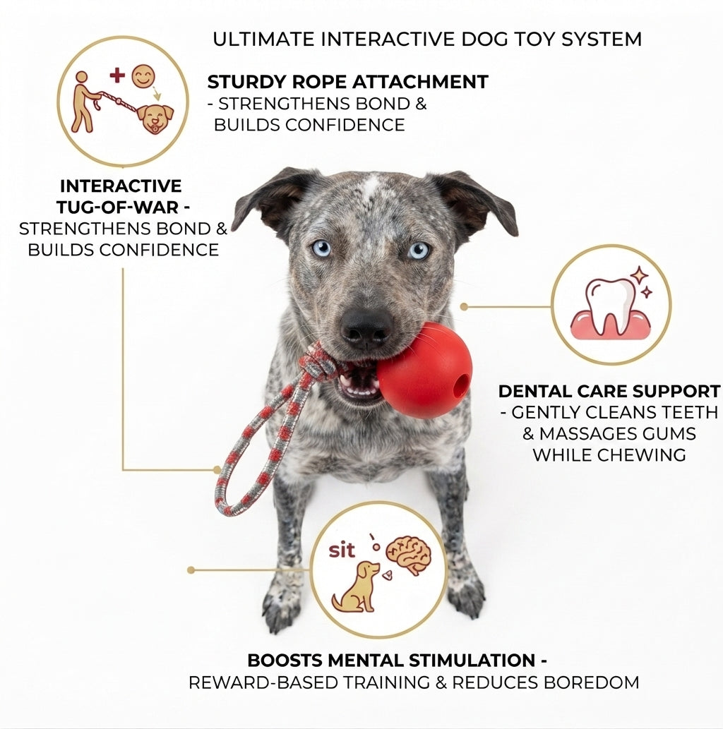 USA-K9 Cherry Bomb Durable Rubber Chew Toy, Treat Dispenser, Reward Toy, Tug Toy, and Retrieving Toy