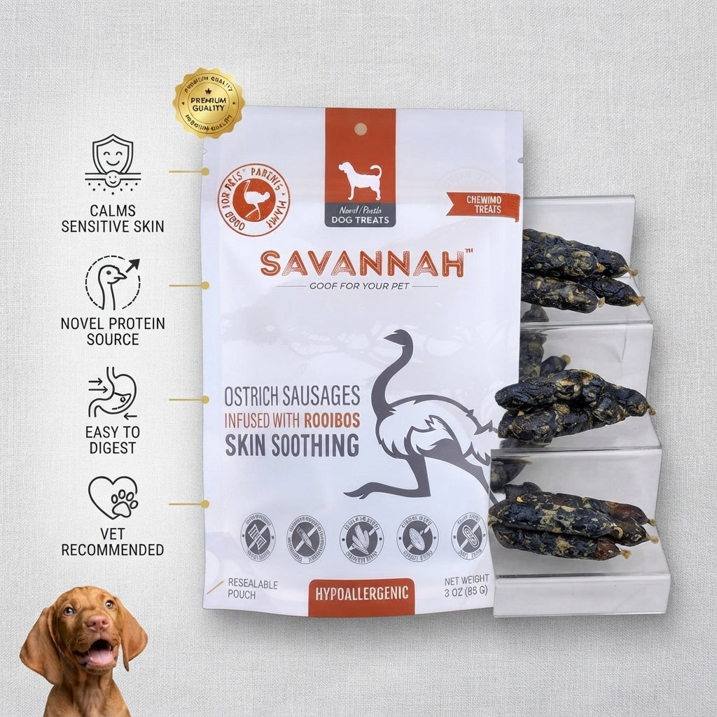 Ostrich Sausages with Rooibos : The Delicious, Skin-Soothing Treat for Dogs with Allergies