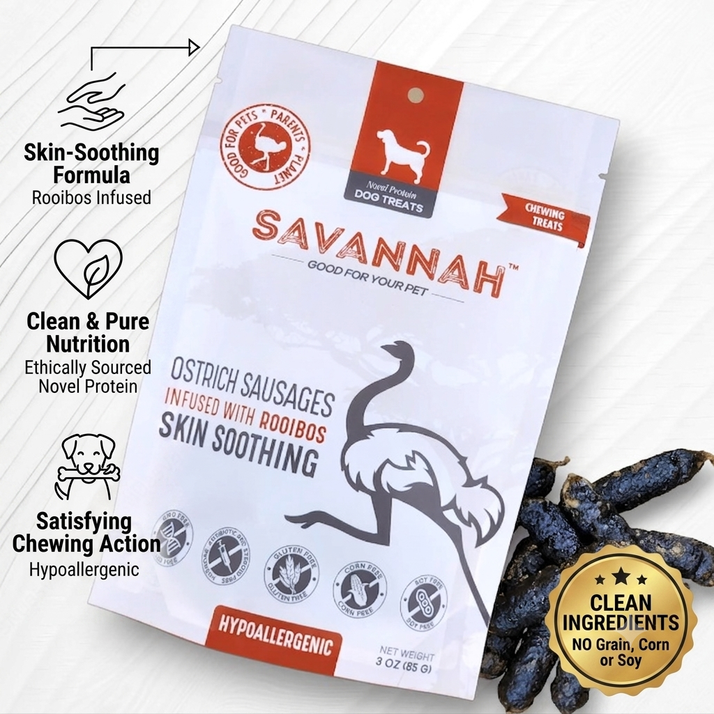 Ostrich Sausages with Rooibos : The Delicious, Skin-Soothing Treat for Dogs with Allergies