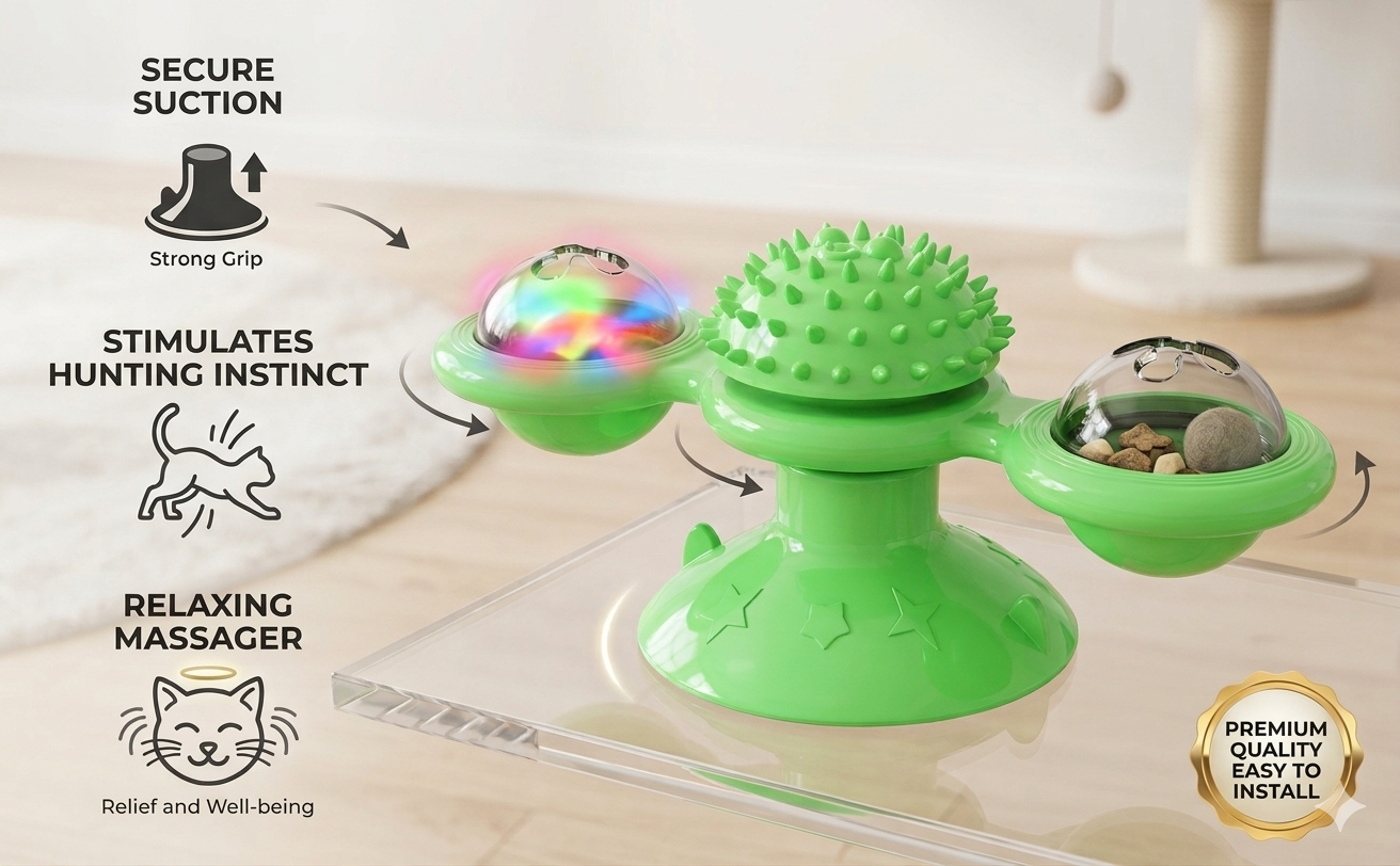 Rotating Suction Cup Spinning Cat Toy