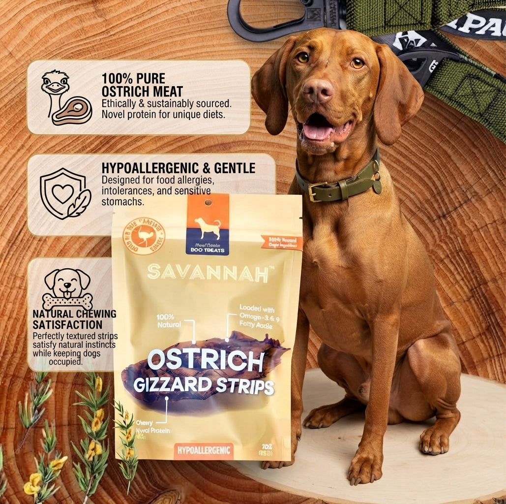 Chewy Ostrich Gizzard Strips: The Protein & Omega-3 Rich, Natural Dog Chew Treat