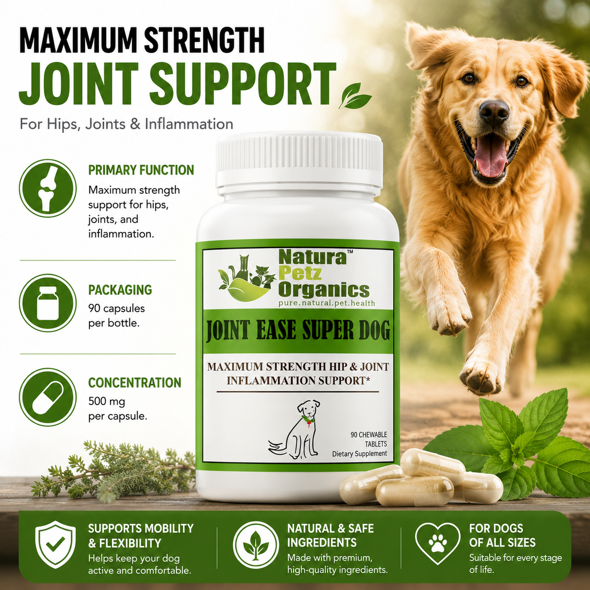 Joint Ease Max Super Dog Super Cat Maximum Strength Hip Joint & Inflammation Support*