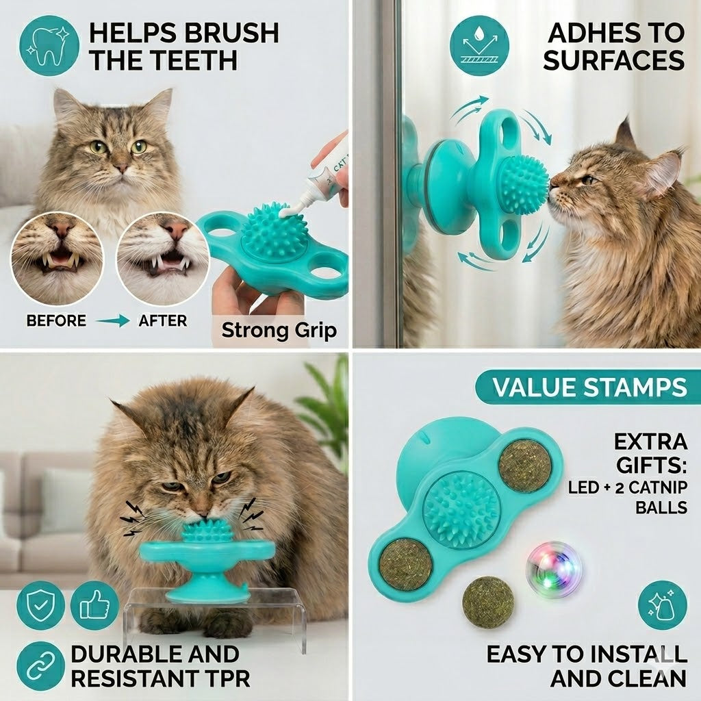 Rotating Suction Cup Spinning Cat Toy
